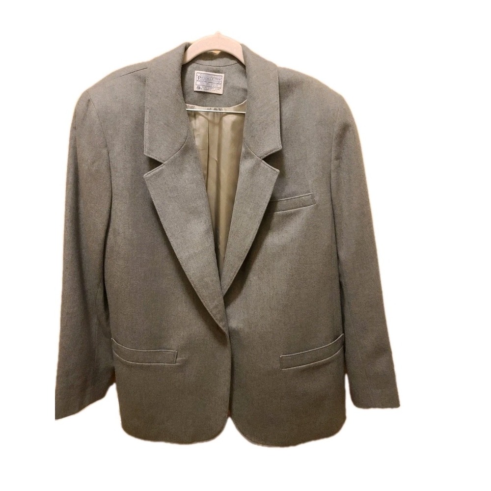 Pendleton Womens Size 16 Work‎ Blazer Jacket 100% Virgin Wool Long Sleeve Grey
